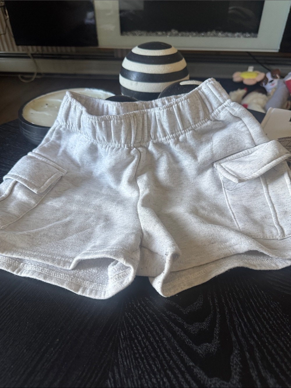 Women's Light Gray Casual Cargo Shorts with Elastic Waist